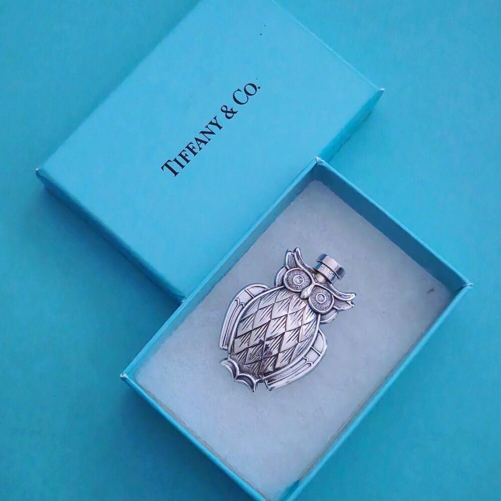 RARE Vintage Tiffany & Co. Sterling Silver Owl Perfume Bottle Decanter - Picture 5 of 7